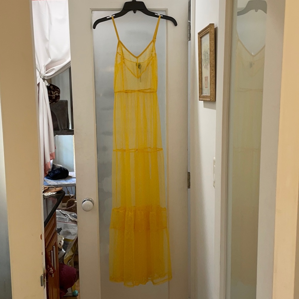 Sheer Yellow cover up - hippie boho festival wear